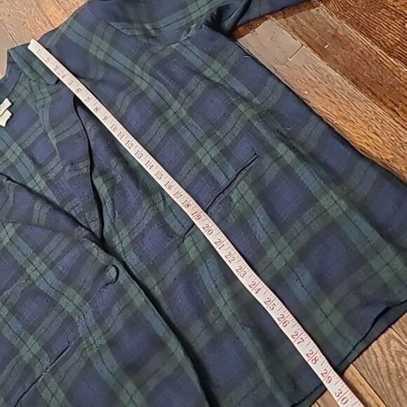 Vintage 90s Dark Green Navy Plaid Grunge Oversized Blazer Size 18/20 XXXL - Picture 10 of 12